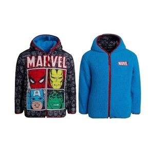 Marvel Avengers Boys Reversible Hooded Jacket 3T Dark Grey Blue